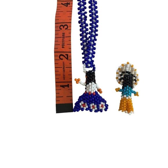 Vintage Beadwork Charm and Necklace Native Ethnic Floral - Picture 3 of 5